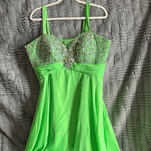 Green Beaded Strap Dress